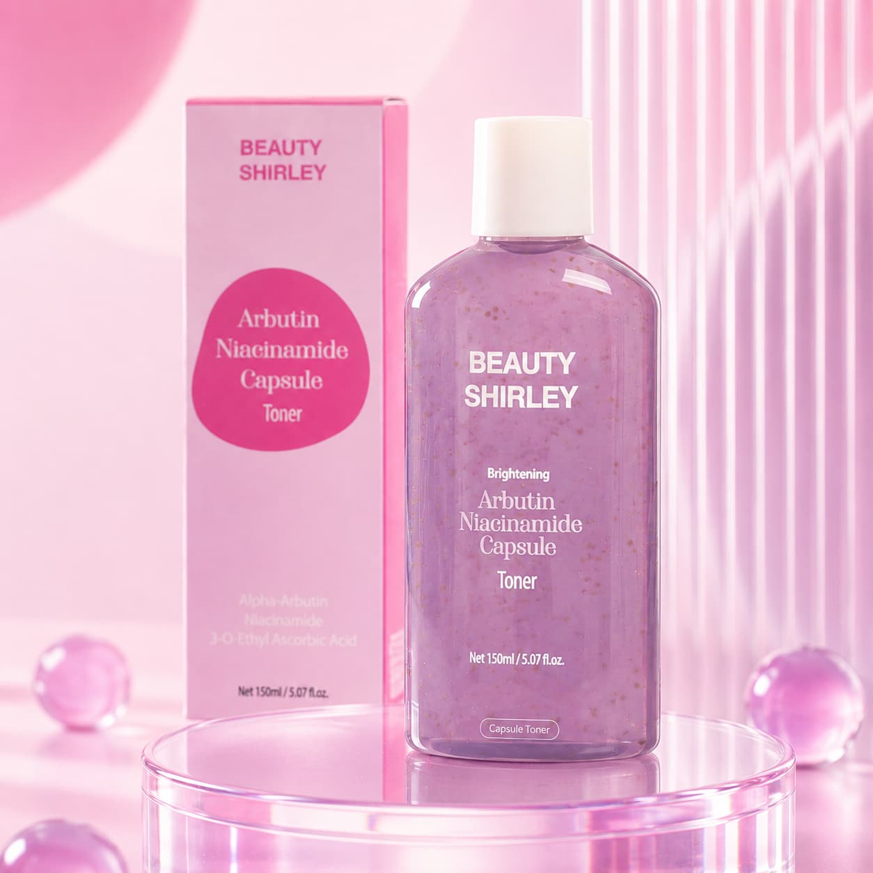 Alpha-Arbutin Niacinamide Capsule Toner 150ml Purple Bottle OEM